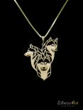 Siberian Husky family- gold pendant and necklace.